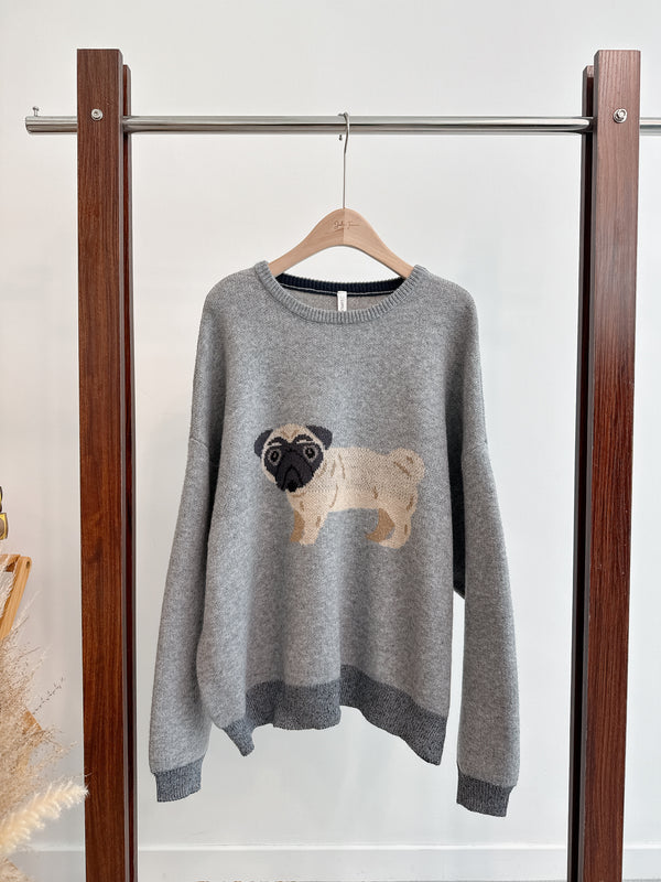 2510077 LUP Doggie Knit Pullover - Grey