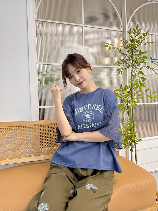 2507034 CONS Logo Knit Sleeves Top - Blue