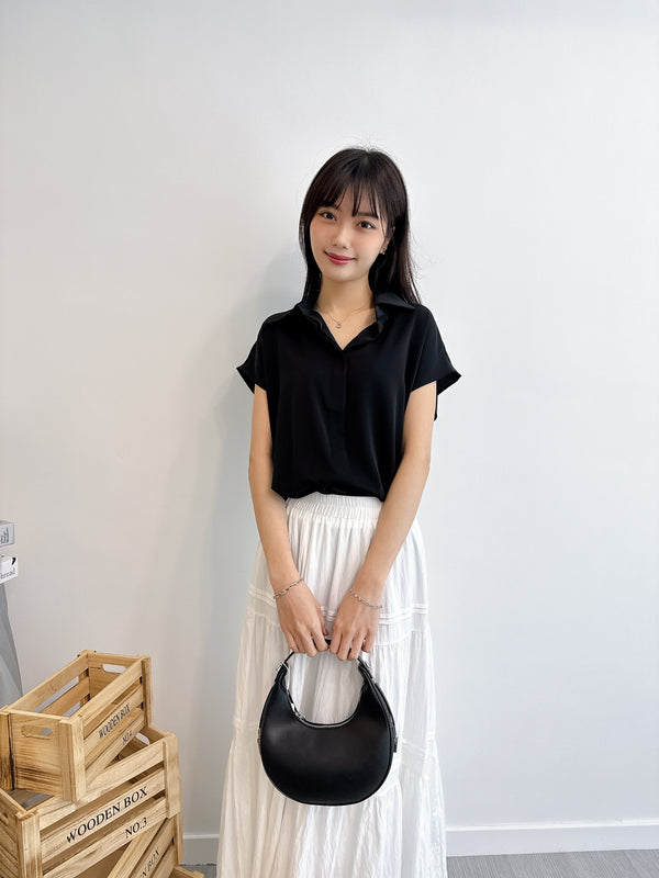 2504091 BE French Sleeves Blouse - Black