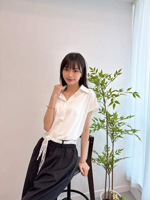 2504091 BE French Sleeves Blouse - White