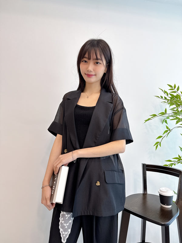 2504084 EM Sheer Tailored Jacket - Black
