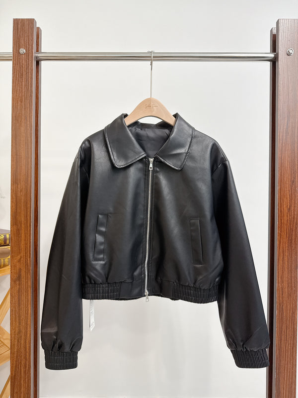 2510092 RO Faux Leather Blouson - Black