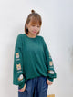 2310089 ST Embroidery Hamster Sleeves Pullover - GREEN