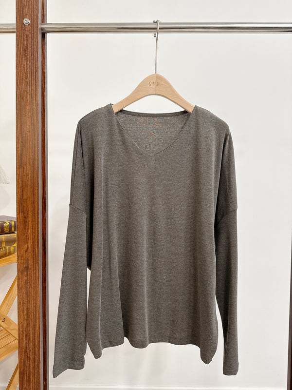 2510083 LA Dolman Sleeve V-Neck Tee - Charcoal