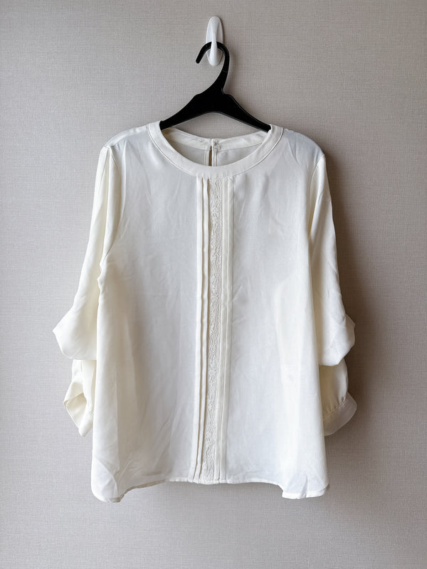 2509122 INC Front Pleated Lace Top - White