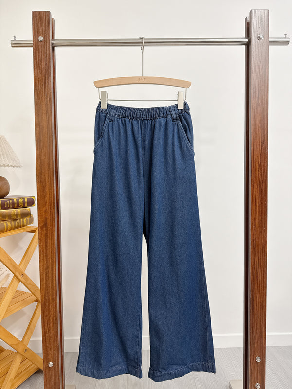 2510085 LA Denim Elastic Wide Pants - Blue