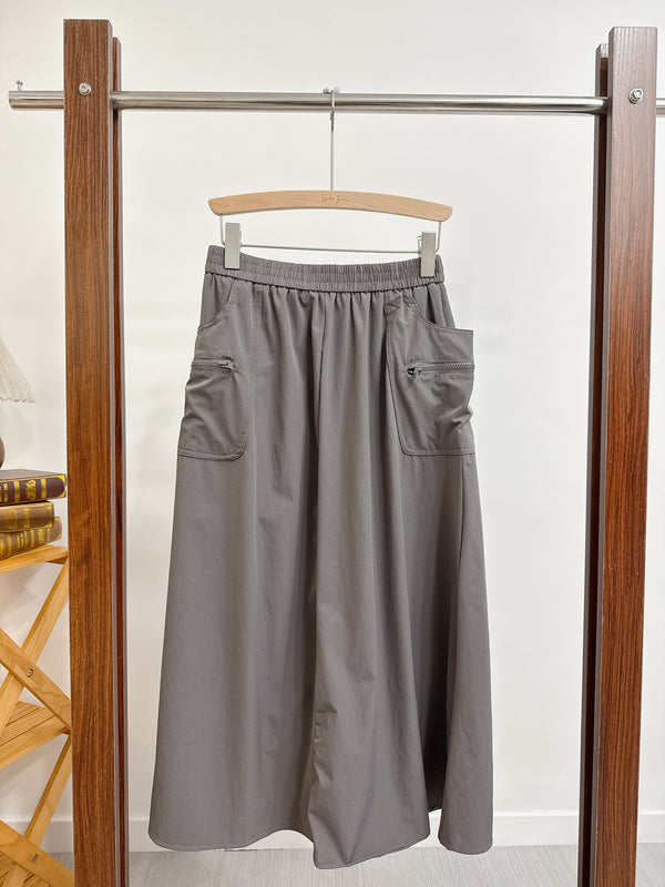 2510096 FA Zipper Pocket A-Line Skirt - Grey