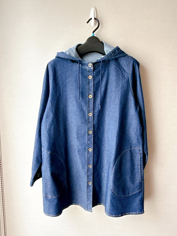 2509117 LR Denim Hooded Long Shirt - Navy