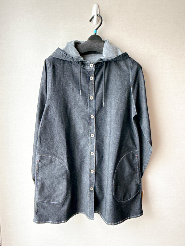 2509117 LR Denim Hooded Long Shirt - Black