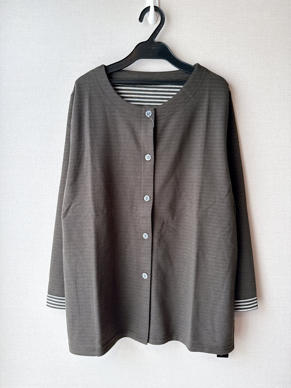 2509107 PR Border Sleeves Cardigan - Green