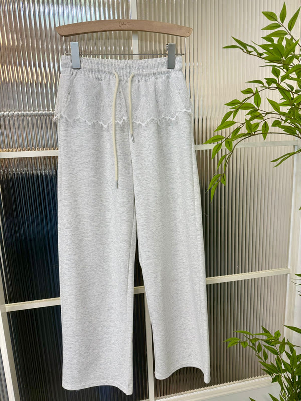 2509201 SOL Upper Lace Wide Pants - White