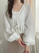 2310020 GL V Neck Drawstring Top - WHITE