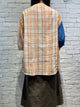 2004039 AU checked denim sleeve top -ORANGE
