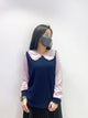 2201027 KR Stars Dolly Collar Cable Knit Top - Pink