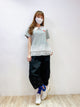 2201134 SP Mushroom Embroidery Lace Hem Top - Grey