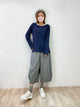 2212005 EM Emb Neck layer Tee - Navy