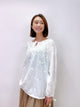 2210077 JP Front Slit Neck Embroidery Top - White