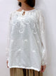 2210077 JP Front Slit Neck Embroidery Top - White