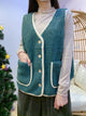 2012076 KR Bi-colour Trim Fleece Vest - Green