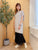 2107066 OM Tied Waist French Sleeves Knit Top - Grey