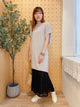 2107066 OM Tied Waist French Sleeves Knit Top - Grey