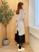 2107066 OM Tied Waist French Sleeves Knit Top - Grey