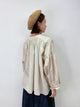 2209117 JP Gathers Collar Back Button Top - Beige