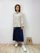 2209117 JP Gathers Collar Back Button Top - Beige