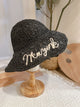 2206017 KR  Wording Straw Wide Hat