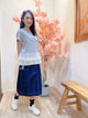 2201134 SP Mushroom Embroidery Lace Hem Top - Grey