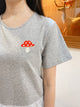 2201134 SP Mushroom Embroidery Lace Hem Top - Grey
