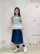 2201134 SP Mushroom Embroidery Lace Hem Top - Grey