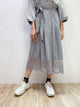 2108060 KR Pattern Tulle Embroidery Hem Skirt - Black