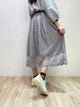 2108060 KR Pattern Tulle Embroidery Hem Skirt - Black