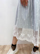 2108060 KR Pattern Tulle Embroidery Hem Skirt - Green