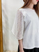 2304009 BM Check Mesh Patchwork Top - WHITE