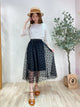 2304009 BM Check Mesh Patchwork Top - WHITE