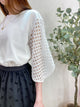 2304009 BM Check Mesh Patchwork Top - WHITE