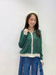 2108076 KR Colour Block Knit Zip Jacket - Green