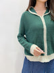 2108076 KR Colour Block Knit Zip Jacket - Green