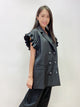 2108117 KR Ruffle Sleeves Vest Coat - Black