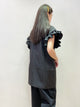 2108117 KR Ruffle Sleeves Vest Coat - Black
