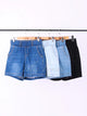 2003042 HL elastic waistband denim shorts