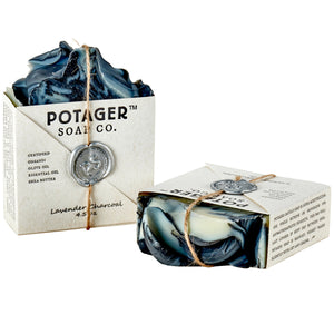 PS01 POTAGER NATURAL LAVENDER CHARCOAL SOAP 有機薰衣草木炭手工皂