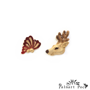 1001PA510 Palnart Poc - Butterfly Deer Pierced Earrings