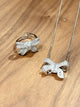 1406SE001 Ribbon Brilliance Pendant Necklace and Ring Set